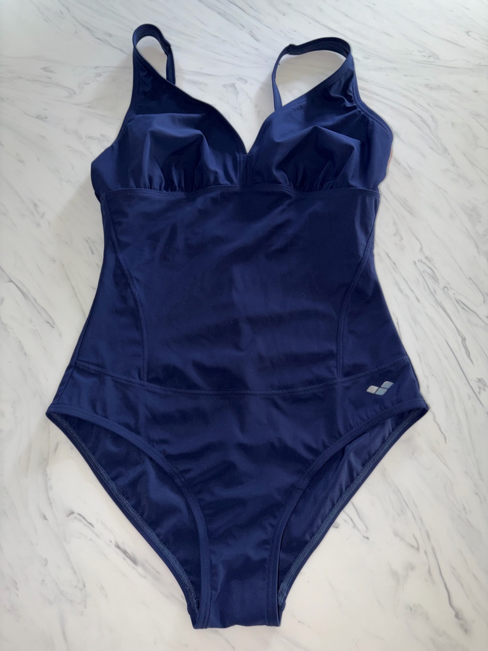 Arena navy blue racing suit bathing swim team 10/36 one piece sport solid
